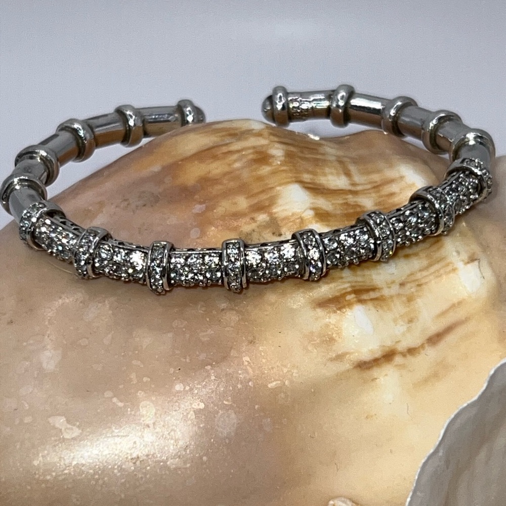 J. Esposito ESPO 925 Cubic Zirconia Flexible Cuff Bracelet 25.88g 2.5” Diameter